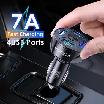 4 USB Ports Pd Quick Car Charger Adapter LED Display QC Fast Socket Splitter Charging Lighter Accessory Type Cigarette Car F5P7