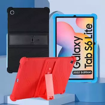 4 утолщенных силиконовых чехла с подставкой для Samsung Galaxy Tab S6 Lite 2024 10,4 дюйма, чехол SM-P625 SM-P620, противоударный чехол S6 Lite P613 P619 красный