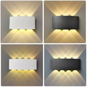 4 Вт/6 Вт/8 Вт светодиодный домашний настенный светильник для внутреннего использования, не водонепроницаемый садовый светильник, пластиковый AC86-265, домашний настенный светильник для спальни, гостиной, лестницы 4Pcs 4W Cold White чёрный