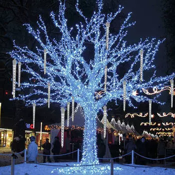 4 Вт Метеоритный дождь Светильники 7 В 6,6 футов IP65 Водонепроницаемые пластиковые рождественские сосульки Светильники для свадебных окон white light