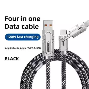 4 в 1 120 Вт USB Type C на Type C IOS кабель 3 в 1 PD 100 Вт кабель для быстрой зарядки и передачи данных для iPhone 11 12 13 14 15 Pro Max Samsung S24 1m