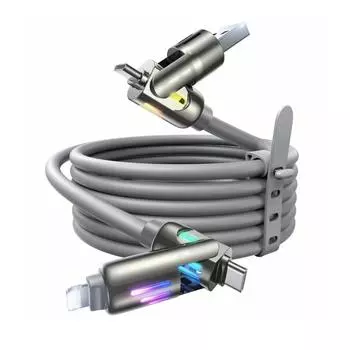 4-в-1 240 Вт USB Type C - USB C кабель PD быстрое зарядное устройство провод для iPhone 16 Pro Max 15 iPad Xiaomi Samsung Tablet 1M шнур передачи данных чёрный