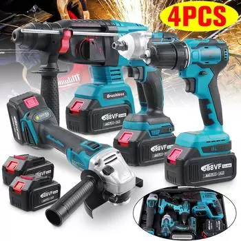 4 в 1, 588VF, 2000 об/мин, набор электрических инструментов, бесщеточный электрический ударный гайковерт/13 мм электрическая дрель/перфоратор/125 мм угловая шлифовальная машина Only machine