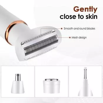 4 в 1 электрическая бритва для лица для женщин, безболезненный триммер для бровей, эпилятор для волос в носу, триммер для волос на теле, подмышек, рук, ног белый