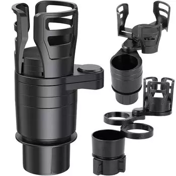 4 в 1 автомобильный держатель для стакана, расширительный адаптер, универсальная подставка для бутылок с напитками в машине, вращающийся на 360° держатель для стакана с водой в автомобиле чёрный
