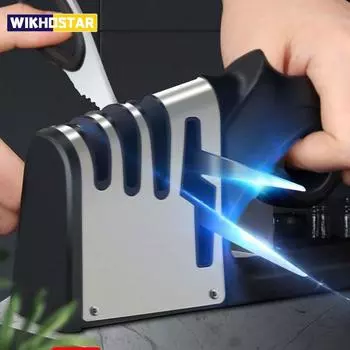 4 в 1 быстрая точилка ручной многофункциональный инструмент для заточки ножей лезвие из нержавеющей стали кухонные принадлежности XS серебряный