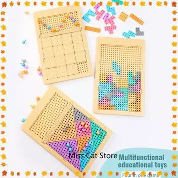 4 в 1 Детская головоломка Игра-головоломка Дошкольное обучение Грибной гвоздь Образование для мальчиков и девочек Танграм Головоломка Развивающие игрушки