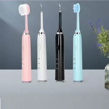 4 в 1 для взрослых, USB перезаряжаемый очиститель зубов, мини-электронная зубная щетка Sonic, ультразвуковой очиститель зубной щетки белый