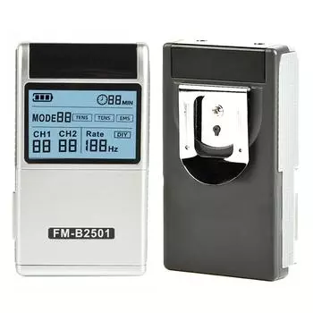 4-в-1 двухканальный аппарат TENS для мышечной стимуляции от боли с 25 режимами и 30 уровнями силы серебряный