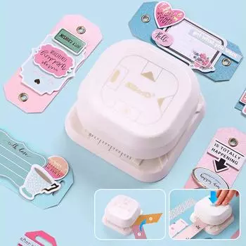 4 в 1 дырокол для бирок, резак для скругления углов, дырокол для бумажных этикеток, портативный инструмент для изготовления фотокарточек, инструменты для самостоятельного изготовления бумажных проектов, инструмент для резки углов белый