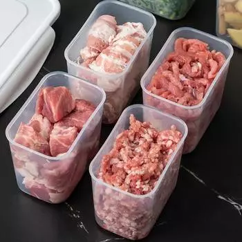 4 в 1 Холодильник Ящик для хранения мяса Морозильник Отдельные отсеки для замороженного мяса для кухонных ящиков белый
