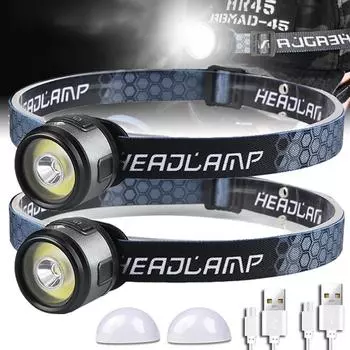 4 в 1 мини-многофункциональный светодиодный налобный фонарь с перезаряжаемой головкой USB C и сильным магнитным колпачком с зажимом для рыбалки, кемпинга Sensor 1pcs
