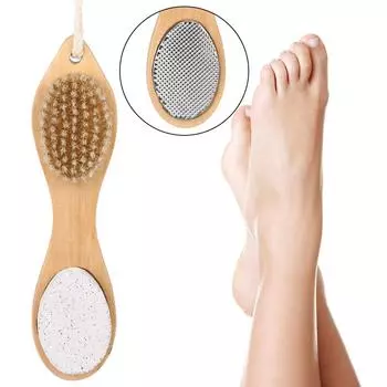 4 в 1 многофункциональная пилка для ног с деревянной ручкой отшелушивающий пемзовый двухсторонний рашпиль Ca I1J3 as shown in the picture-1pcs