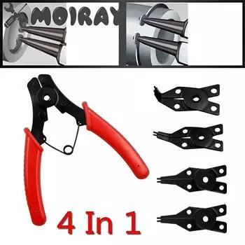 4 в 1 Многофункциональные плоскогубцы для стопорных колец Многофункциональные инструменты Многофункциональный обжимной инструмент Съемник внутренних и внешних колец Клещи для стопорных колец