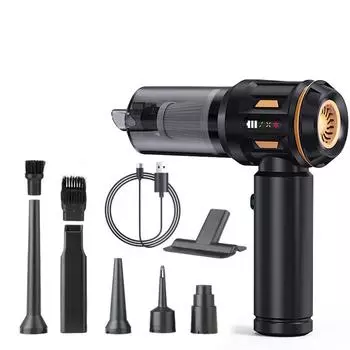 4 в 1 Мощный выдув/всасывание Беспроводной Светодиодный индикатор Автоаксессуары Быстрая накачка Воздуходувка Пылесос для автомобиля Ручные пылесосы чёрный