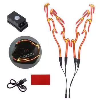 4 в 1 мотоциклетный шлем светодиодный холодный свет водонепроницаемая полоса наклейка мигающие предупреждающие огни ночная езда заряжаемые аксессуары