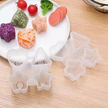 4 в 1 мультяшное сердце звезда сливовый цвет треугольной формы суши рисовые шарики формы для DIY кухонные суши инструменты