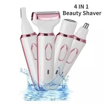 4 в 1 набор бритв для красоты, электрическая бритва, женская бритва, эпилятор для тела, триммер для волос для подмышек, бикини, рук, ног, лица, усов, безболезненное устройство для удаления волос