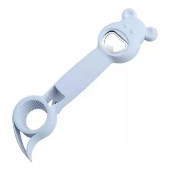 4 в 1 открывалка для пивных бутылок из нержавеющей стали с ручкой из полипропилена, милый мультяшный аксессуар для дома, кухни, бара, многофункциональный инструмент серо голубой