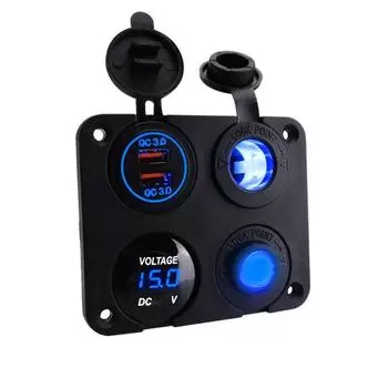 4 в 1 панель двойной QC 3,0 USB автомобильное зарядное устройство розетка вольтметр тумблер розетки для морской лодки RV грузовик красный