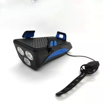 4-в-1 передний фонарь для велосипеда, зарядка, сильный свет, ночной фонарь для езды с рупором, держатель для мобильного телефона на велосипеде, аксессуары для верховой езды