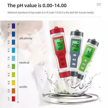 4 в 1 PH-метр PH/TDS/EC/температурный измеритель Портативный цифровой монитор качества воды Тестер для бассейнов Питьевая вода Аквариумы красный