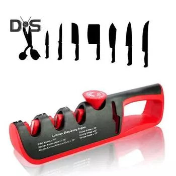 4-в-1 регулируемая точилка для ножниц, ручная кухонная точилка с 6 углами заточки, вольфрамовые алмазные керамические ножницы красный