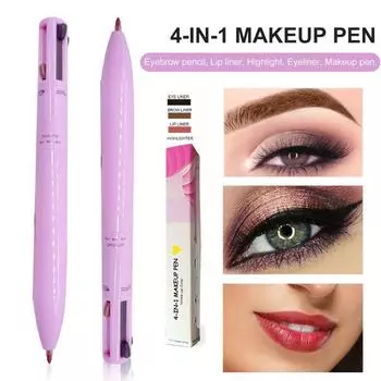 4 в 1 ручка для макияжа, водостойкий карандаш для бровей, портативная подводка для глаз, хайлайтер, подводка для губ, мягкая текстура, не раздражает
