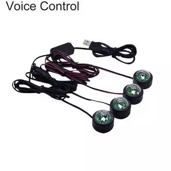 4 в 1 салон автомобиля красочный RGB напольный светодиодный светильник USB декоративная окружающая среда Without Voice Control