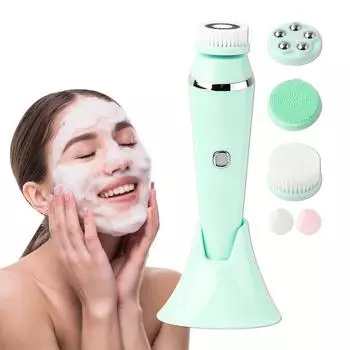 4 в 1 щетка для мытья лица электрическая силиконовая водостойкая очиститель от прыщей и черных точек перезаряжаемый очиститель для лица инструмент для ухода за кожей