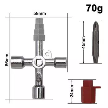 4 в 1 Серебряный ключ-ключ Электрический шкаф управления лифтом Клапан Внутренний треугольник Четырехугольный набор отверток