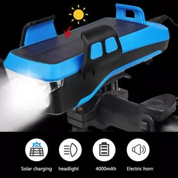 4 в 1 солнечный велосипедный фонарь, держатель для телефона, подставка, USB аккумулятор, 4000 мАч, внешний аккумулятор, передний фонарь для велосипеда и мотоцикла красный