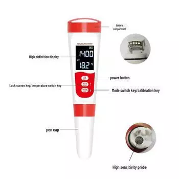 4-в-1 TDS EC тестер качества воды с ЖК-дисплеем - высокоточный тестер сточных вод YA-4IN1L