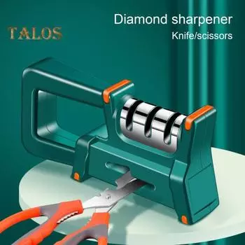 4-в-1 точилка для ножей 3-ступенчатая быстрая заточка Нескользящая сверхмощная многофункциональная точилка для ножниц точильный камень кухонные принадлежности зелёный