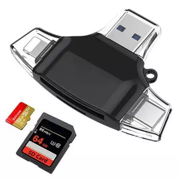 4 в 1 USB 2.0 OTG адаптер для чтения карт памяти универсальный Micro USB TF SD кард-ридер для ПК телефона компьютера ноутбука белый