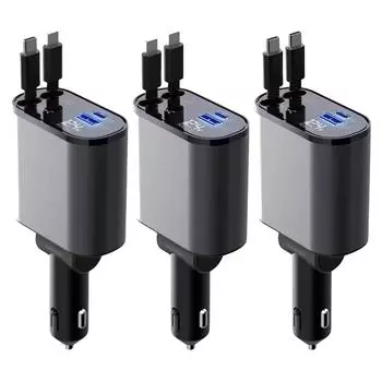 4 в 1 USB-адаптер для прикуривателя с цифровым дисплеем, USB-зарядное гнездо, сверхбыстрая зарядка типа C для Apple Power Outlet PD QC3.0