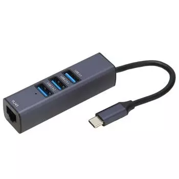 4 в 1 USB C Hub RJ45 Gigabit Ethernet Port 3 USB порта USB C to Ethernet адаптер с отверстием для хранения