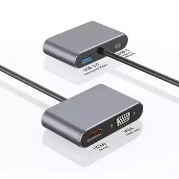 4 в 1 USB C концентраторы Тип C 3.0 адаптер для 4K HDMI HDTV VGA USB 3.0 PD быстрая зарядка разветвитель для ноутбука MacBook портативный компьютер