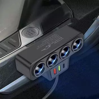 4 в 1 USB зарядное устройство 120 Вт автомобильный прикуриватель разветвитель 12 В 24 В быстрое зарядное устройство штекер телефон адаптер питания USB+QC3.0+PD3.1A чёрный