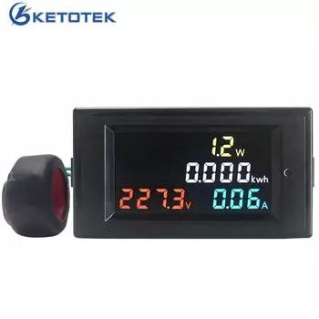 4 в 1 Вольтметр переменного тока Амперметр Счетчик энергии переменного тока 80,0-300,0 В переменного тока 0,01-100 А HD Цветной экран 180 градусов