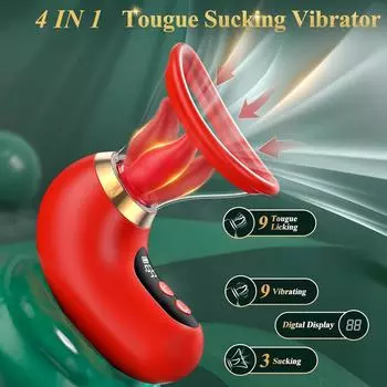 4 в 1 вибратор для сосания Rose секс-игрушка для женщин 3 сосания 9 облизывания языка ЖК-дисплей съемная чашка G-точка клиторальный стимулятор