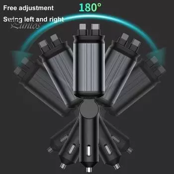 4-в-1 выдвижное автомобильное зарядное устройство Starlight Roof Light Двойной адаптер для быстрой зарядки Type-C Выдвижные кабели USB-зарядное устройство для iPhone A