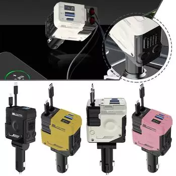 4 в 1 выдвижной кабельный интерфейс Car Tech Style двойной быстрый автомобильный прикуриватель USB зарядное устройство адаптер порт прикуривателя L1s1