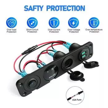 4 в 1 зарядное устройство розетка панель QC 3.0 Dua 12V USB автомобильная розетка прикуриватель качелька вольтметр прикуриватель тумблер Po D2B1