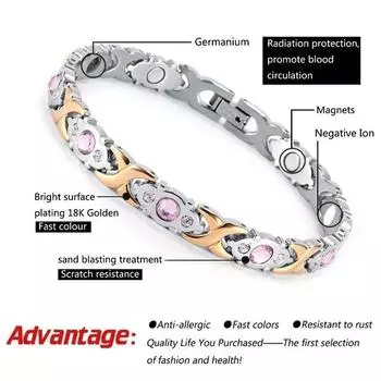 4-в-1 женский магнитный браслет для здоровья и энергии из нержавеющей стали для женщин, браслеты для йоги для девочек