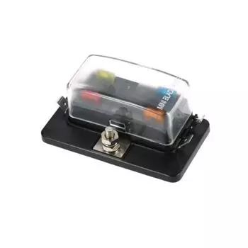 4-контактный мини-держатель предохранителя 12 В-32 В ATM 5 А 10 А 25 А со светодиодным индикатором для держателя блока предохранителей для автомобиля, лодки, морского судна чёрный