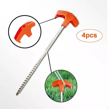 4 винта в кольях для палаток, стальные шестигранные колышки с просверливаемыми кольями, заземляющие анкеры для