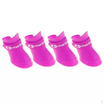 4 водонепроницаемые резиновые резиновые сапоги для собак, щенков и кошек, противоскользящая обувь для домашних животных Purple_M