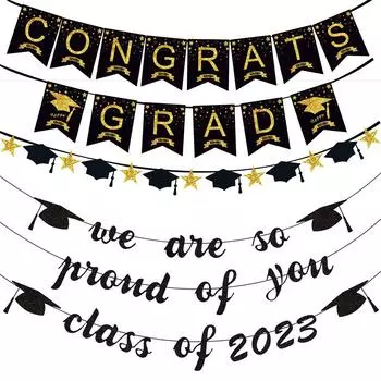 4 выпускных баннера, мы очень гордимся вами, набор выпускных баннеров