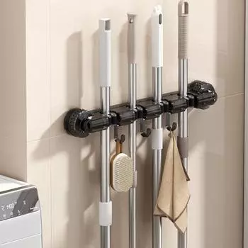 4 зажима держатель для швабры настенная стойка для хранения швабры присоска держатель для швабры для дома